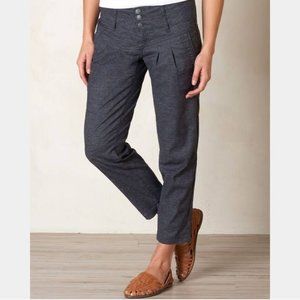 Prana Lizbeth Pants Grey Pleated Tapered Stretch 3 Button Mid Rise Activewear 10